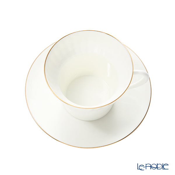 Imperial Porcelain / Lomonosov 'Golden Edging - Wave' Tea Cup & Saucer, Plate (set of 2 for 1 person)