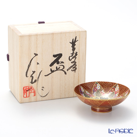 現代の京薩摩 小皿赤金襴 伝統工芸士 小野多美枝氏 -空女-作